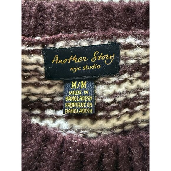 Another Story Striped Round Neck Long Sleeve Pullover Sweater Women's Sz M - Picture 7 of 8